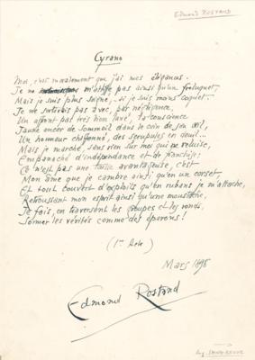 Lot #609 Edmond Rostand Autograph Manuscript Signed - Image 1