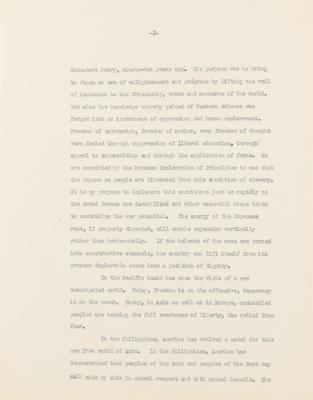 Lot #336 Douglas MacArthur Signed Typescript of Remarks on the Japanese Surrender, Given Aboard the USS Missouri - Image 4