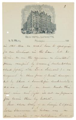 Lot #334 William T. Sherman Autograph Letter Signed: ?We did not dream in 1865, that we would have to apologize for our conduct in the War? - Image 6