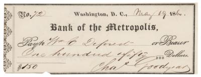 Lot #235 Charles Goodyear Signed Check