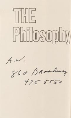 Lot #597 Andy Warhol Signed Book to Imelda Marcos - The Philosophy of Andy Warhol - Image 4