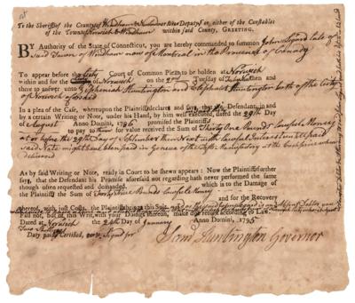 Lot #246 Samuel Huntington Document Signed as