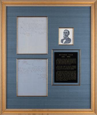 Lot #298 Russell Sage (2) Autograph Letters Signed