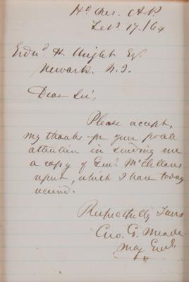 Lot #365 George G. Meade Civil War-Dated Autograph Letter Signed on 