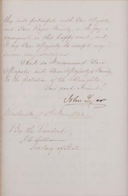 Lot #128 John Tyler Letter Signed as President on the 