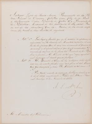 Lot #299 Antonio Lopez de Santa Anna Document Signed - Image 2