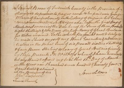 Lot #147 George Mason Third-Person Autograph Document Signed - Image 2