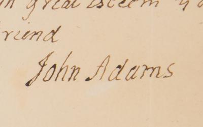 Lot #4 John Adams Autograph Letter Signed to a Reverend, Acknowledging His 