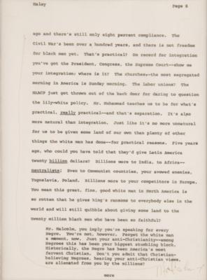 Lot #166 Malcolm X Signed Page for Alex Haley?s 1963 Playboy Interview: 