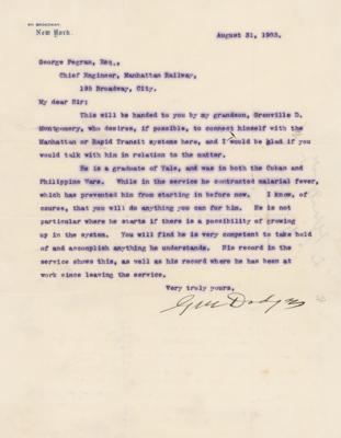 Lot #216 Grenville M. Dodge Typed Letter Signed