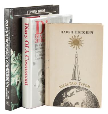 Lot #457 Cosmonauts: Pavel Popovich, Gherman Titov, and Valentin Lebedev (3) Signed Books - Image 1