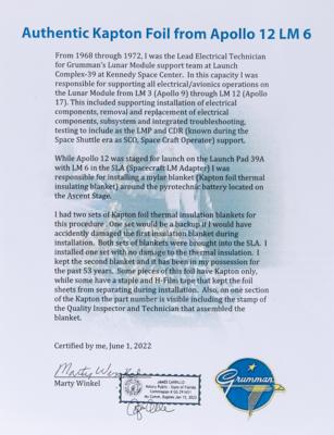 Lot #403 Apollo 12 Lunar Module Backup Kapton Foil Foil - Image 2