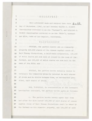 Lot #599 Walt Disney Document Signed - The Disneys Split Their Walt Disney Productions Shares - Image 2