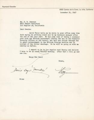 Lot #614 Raymond Chandler Typed Letter Signed