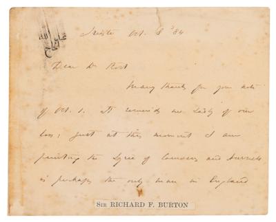 Lot #190 Richard Francis Burton Autograph Letter