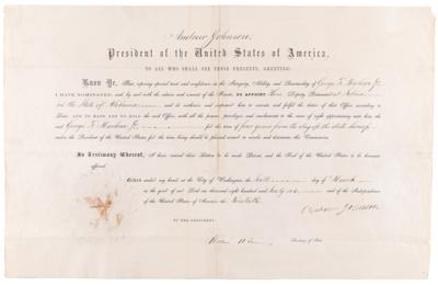Lot #87 Andrew Johnson Document Signed as President - Image 1