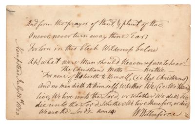 Lot #323 William Wilberforce Autograph Manuscript
