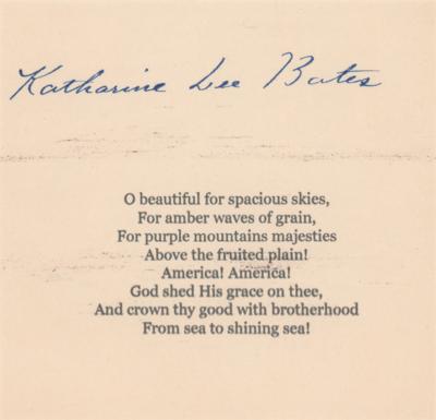 Lot #612 Katherine Lee Bates Signature