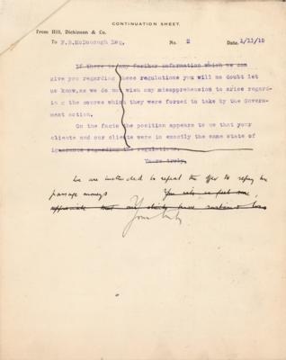 Lot #307 RMS Titanic: White Star Line Draft Letter - Titanic Operator Refuses to 