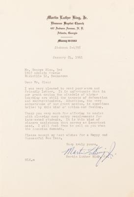 Lot #165 Martin Luther King, Jr. Typed Letter Signed on Segregation in Higher Education: 