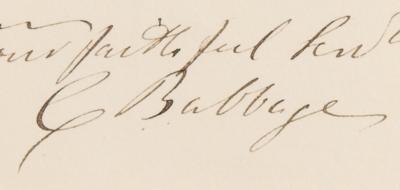 Lot #170 Charles Babbage Autograph Letter Signed on His 