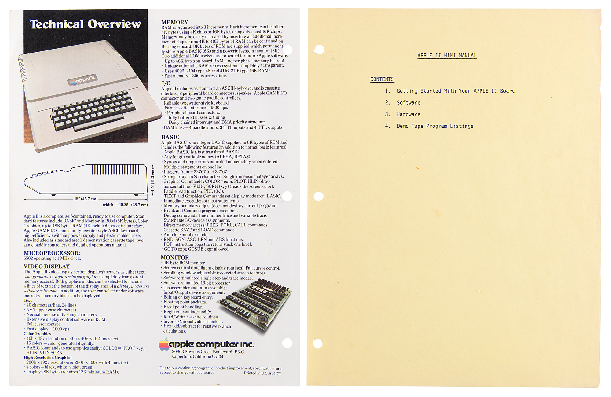 Allan Alcorn: Apple II Owners Manual, Given by Steve Jobs