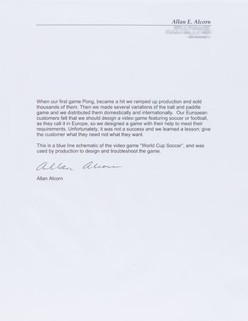 Lot #3162 Allan Alcorn: Atari World Cup Schematics (c. 1973) - Image 2