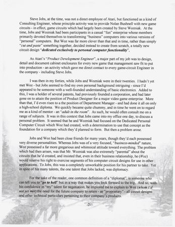 Lot #3087 Ron Wayne Limited Edition Typed Manuscript - 'The Apple Phenomenon — How It All Began' - Image 2