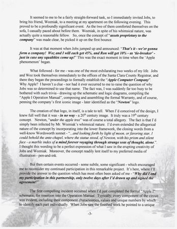 Lot #3087 Ron Wayne Limited Edition Typed Manuscript - 'The Apple Phenomenon — How It All Began' - Image 3