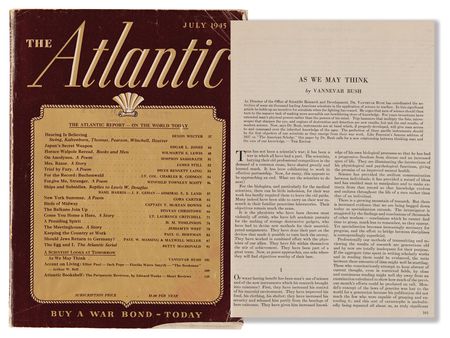 Lot #3145 Vannevar Bush: 'As We May Think' in The Atlantic (July 1945) - Image 1