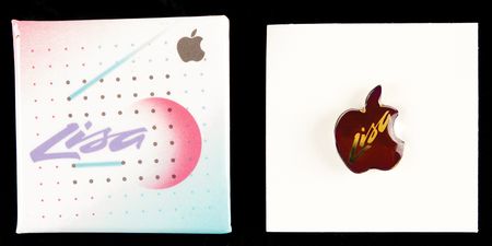 Lot #3126 Apple Lisa Computer (2) Vintage Pins - Image 1