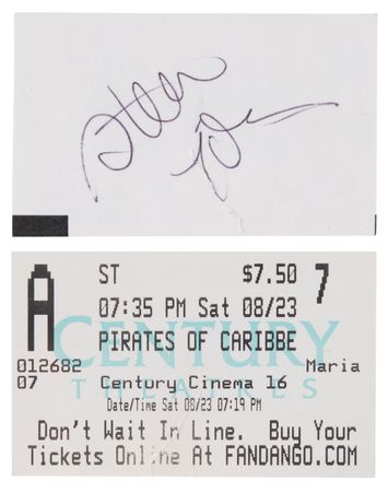 Lot #3085 Steve Jobs Signed Movie Ticket Stub - Image 1