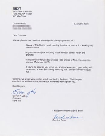 Lot #3084 Steve Jobs Typed Letter Signed - Early 1986 Employment Offer from the NeXT CEO - 