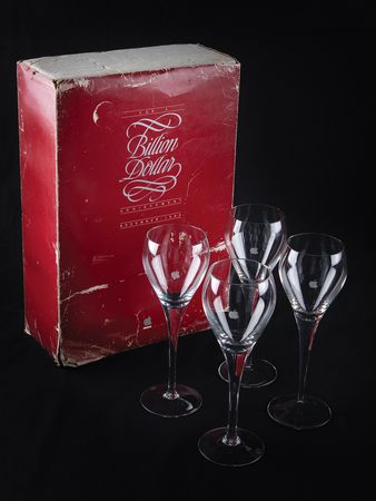 Lot #3122 Apple 'One Billion Sales' Wine Glasses (1982) - Complete Set of (4) with Original Slipcase Box - Image 1