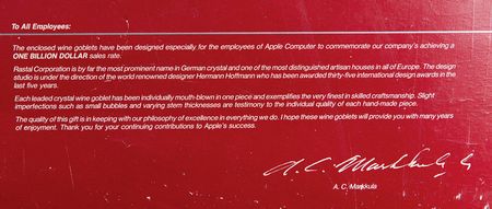 Lot #3122 Apple 'One Billion Sales' Wine Glasses (1982) - Complete Set of (4) with Original Slipcase Box - Image 5