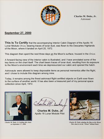 Lot #4274 Apollo 16 Lunar Surface Flown LM Interior Cabin Diagram ? From the Collection of Charlie Duke - Image 3