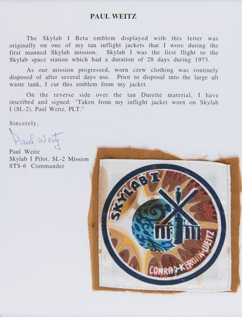 Lot #4363 Paul Weitz's Flown Skylab 2 Inflight Jacket Patch - Image 2