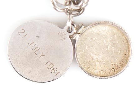 Lot #4011 Gus Grissom: Charm Bracelet with Flown Liberty Bell 7 Dime and Flown Gemini 3 Fliteline Medallion - Image 15