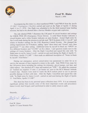 Lot #4218 Apollo 13 Flown LM Contingency Checklist Page with In-Flight Notations by Jim Lovell and Fred Haise - Image 3