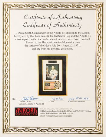 Lot #4256 Apollo 15 Lunar Surface-Flown American Flag and Patch - From the Personal Collection of Dave Scott - Image 4