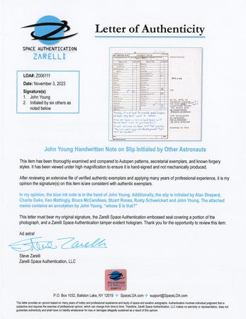Lot #4375 John Young Handwritten Note on EV Suit Development, Initialed by (7) Astronauts - Image 3