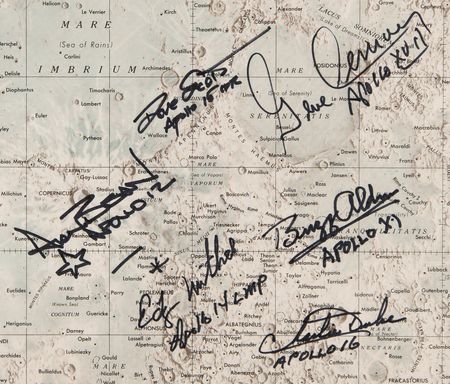 Lot #4311 Moonwalkers (6) Signed Oversized Lunar Chart - Image 2