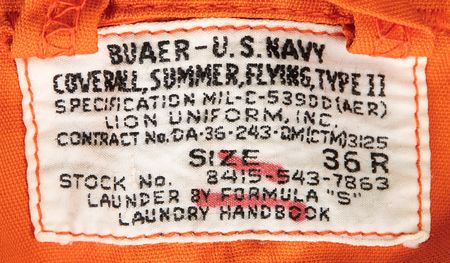 Lot #4170 Richard Gordon Signed U.S. Navy Type II Flight Suit - Image 6