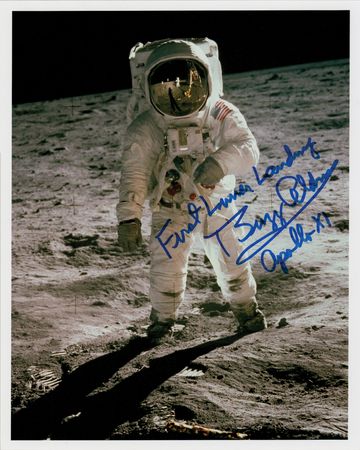 Lot #4140 Buzz Aldrin Signed Photograph