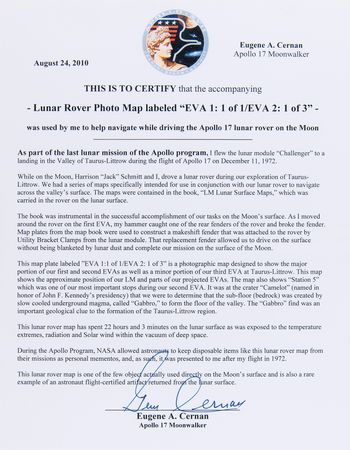 Lot #4300 Apollo 17 Lunar Surface-Used Rover Map Signed by Gene Cernan - Image 4