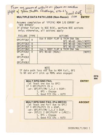 Lot #4374 STS-6 Flown Checklist Page Signed by