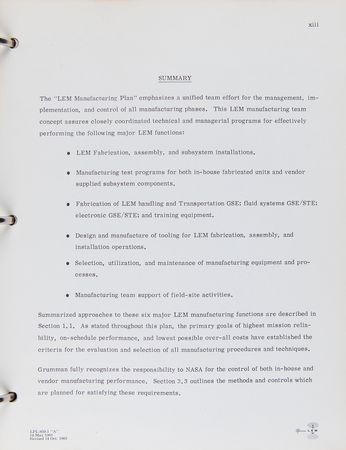 Lot #4328 Grumman LEM Report: 