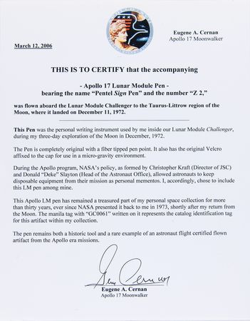 Lot #4297 Apollo 17 Flown Lunar Module Pen - From the Collection of Gene Cernan - Image 6