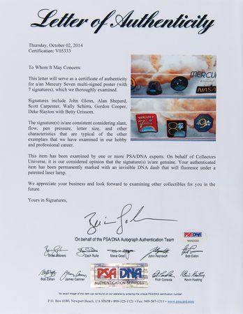 Lot #4019 Mercury Astronauts Signed Print - Image 5