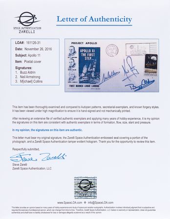 Lot #4094 Apollo 11 Signed 'Type 2' Insurance Cover - Extremely Rare - Image 2